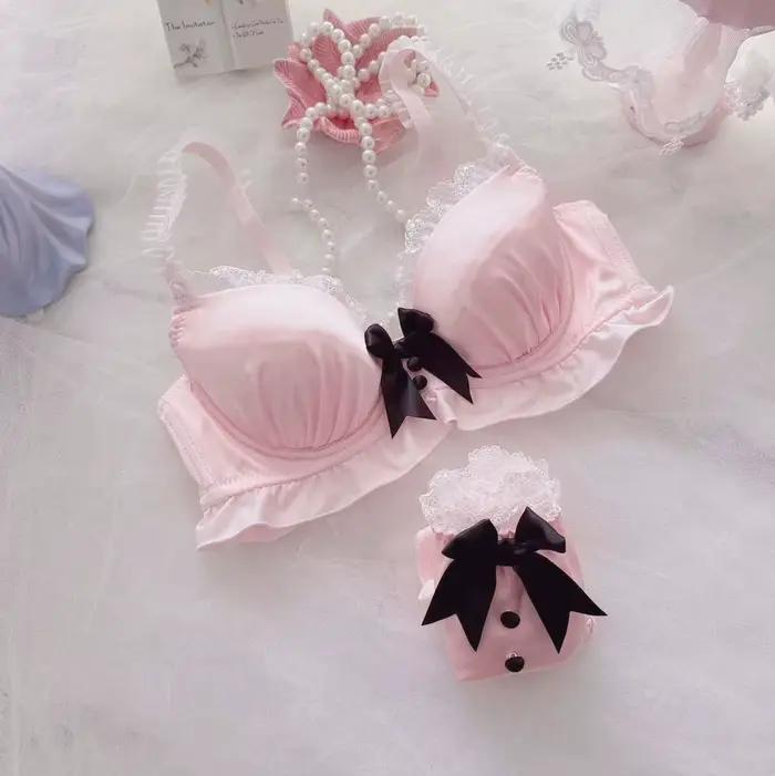 Ensemble de soutien-gorge Lolita avec nœud doux