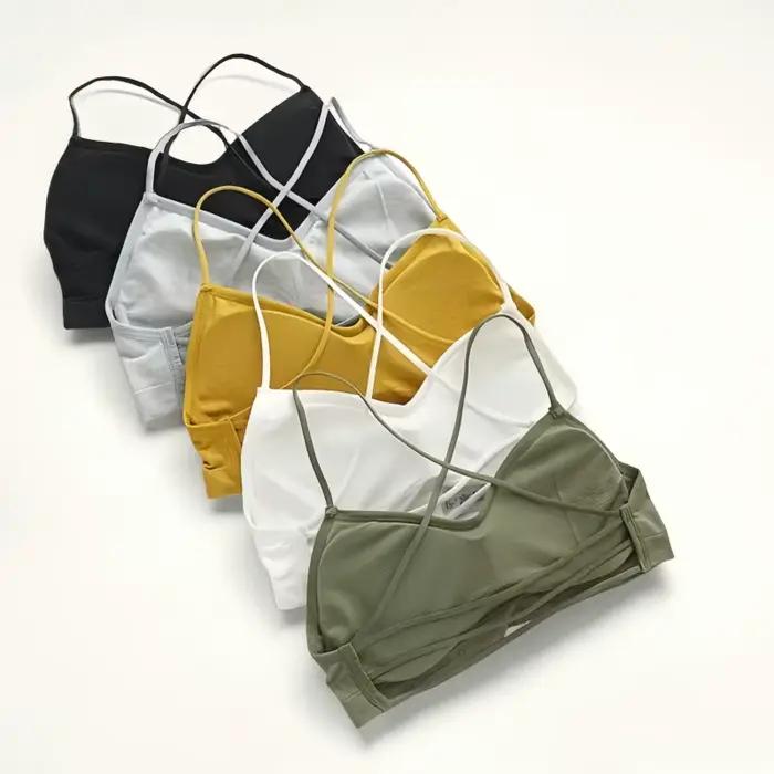 Soutien-gorge Sexy à dos croisé pour femmes, sans couture, beauté du dos, haut court, Sport, avec coussinet amovible, Lingerie