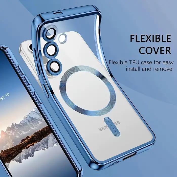 Coque de téléphone magnétique transparente plaquée pour Samsung Galaxy A56 A55 A54 A36 A35 A34 A26 A25 A24 A17 A16 A15 A14 A07 A06 A05