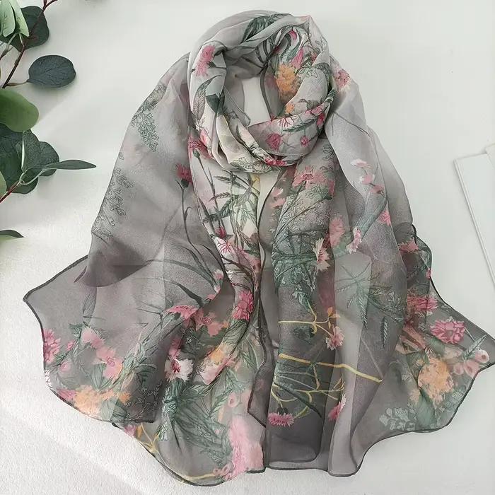 Herbe verte femmes élégant en mousseline de soie Georgette Bandana écharpe été plage crème solaire mince Hijab