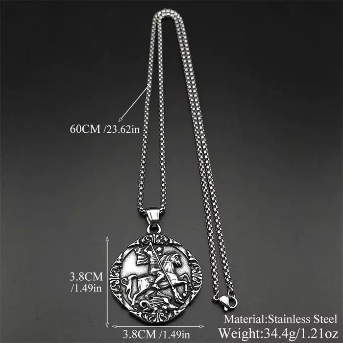 Saint George PROTECT US Christian pendentif en acier inoxydable collier pour femmes hommes couleur or St. George collier ras du cou bijoux