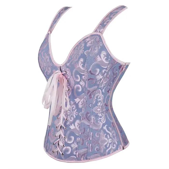 Corset Jacquard pour femmes, Bustier avec bretelles, Corsets Renaissance, fermeture éclair, surbuste, débardeur Push Up, Costumes de fête de danse de vacances