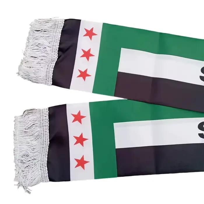 Écharpe verte Syria Feel pour hommes et femmes, imprimé trois étoiles, écharpe de la République arabe syrienne