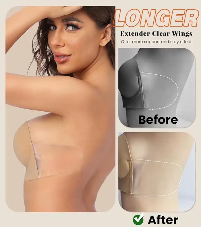 Soutien-gorge adhésif push-up sans bretelles à décolleté plongeant pour femme