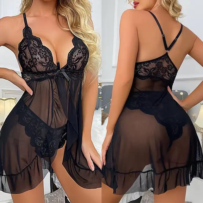 Ensemble de vêtements de nuit porno pour femmes, sous-vêtements sexy, robe en dentelle transparente, chemise de nuit pour poupées sexuelles, vêtements d'été, nouveau, 7.0