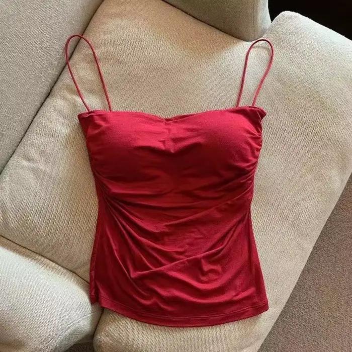 Camisoles d'été débardeurs femmes avec soutien-gorge intégré sangle réservoirs gilet sans manches t-shirts haut court
