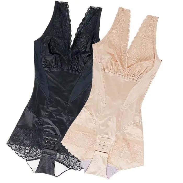 Body sculptant amincissant en dentelle à motif floral, sous-vêtement de lingerie sans couture, culotte post-partum et de sport