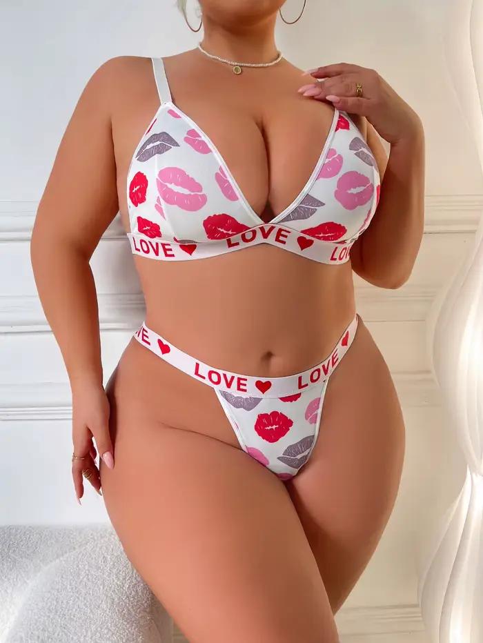 Ensemble de Lingerie Sexy imprimé lèvres pour femmes