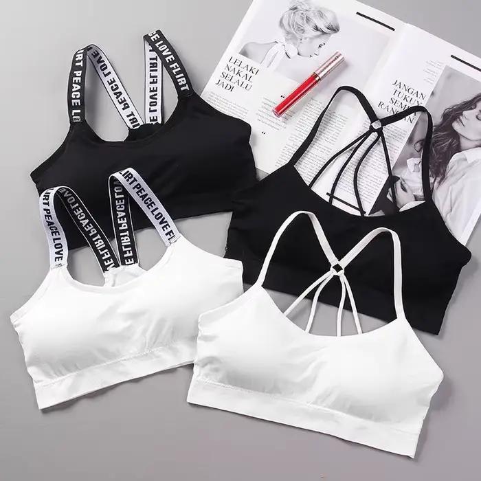 Soutien-gorge Sexy haut femmes soutien-gorge de Sport à fort Impact pour salle de Sport Fitness Yoga femme Pad vêtements de Sport débardeur Sport Push Up Bralette топ ж dikrien