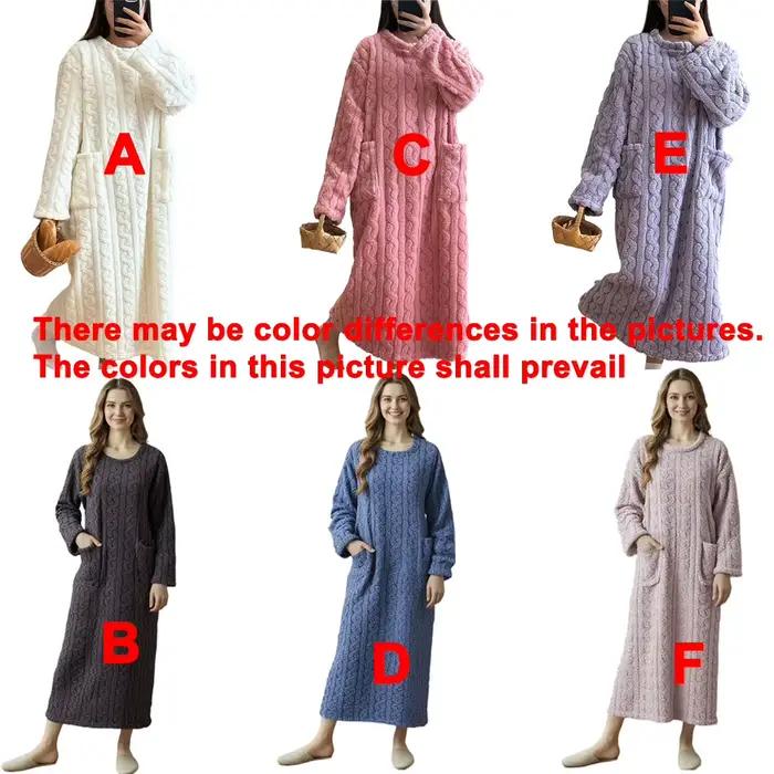 Chemise de nuit en velours corail pour femme, pyjama d'automne et d'hiver, vêtements de nuit longs, ensembles de Robe chaude, vêtements de maison, peignoir