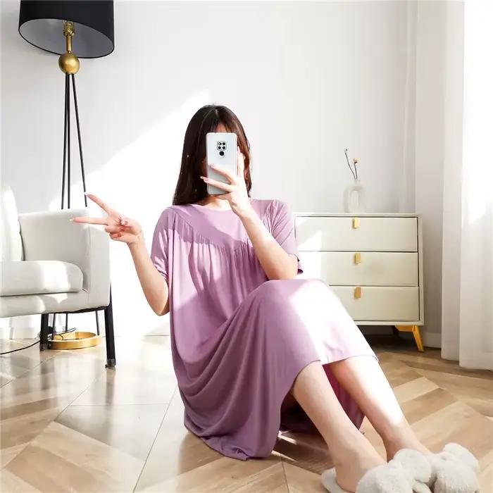 Net rouge nouveau Modal robe de nuit femmes printemps été chemises