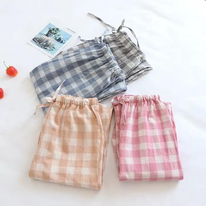 Pantalon de pyjama en coton à carreaux pour femmes et hommes