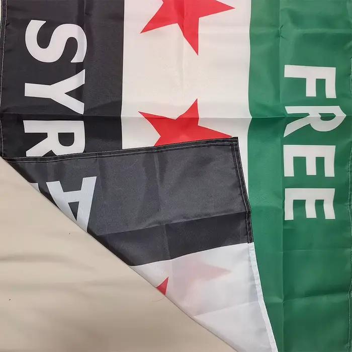 Drapeau syrien personnalisé 90x150cm, bannière populaire gratuite 100% Polyester de haute qualité pour la décoration et la suspension