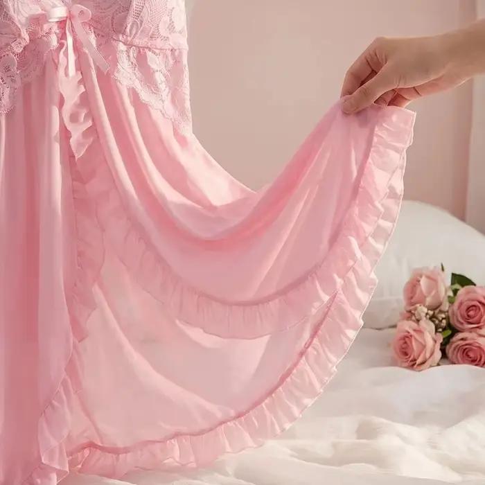 Ensembles Kawaii roses grande taille, sous-vêtements sexy pour femmes, robe de nuit de luxe Y2k, ensemble de lingerie 2 pièces, mini bikini string féminin