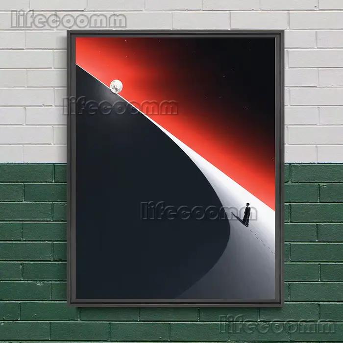 Peinture sur toile d'art mural abstrait du monde de cauchemar, scène de rêve d'horreur de fantaisie géométrique, affiche d'art gothique et décoration de maison imprimée