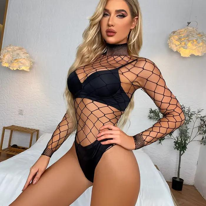 Combinaison Transparente en Maille Transparente pour Femme