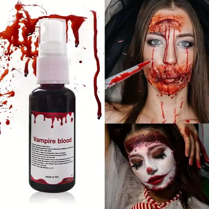 Spray de faux sang pour maquillage d'Halloween, fausses plaies réalistes, faux sang lavable, pour costume de sang facial de vampire zombie d'Halloween