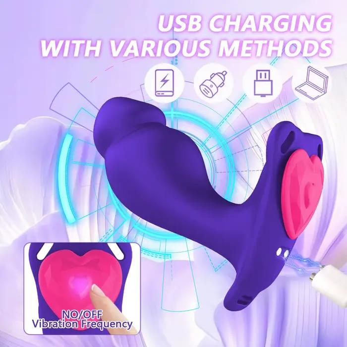 Vibrateur portable pour femmes avec gode insérable, jouet sexuel vibrant avec 10 modes de vibration, jouet pour adultes contrôlé par application