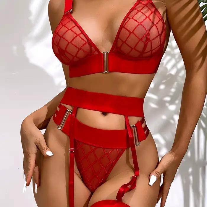 Toucheart ensemble de Lingerie Sexy sous-vêtements pour femmes voir à travers les ensembles de soutien-gorge