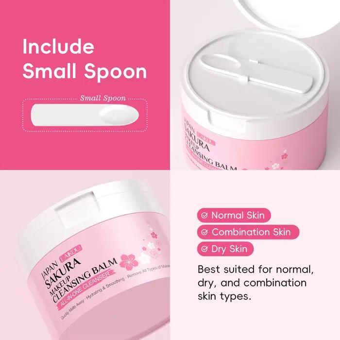 LAIKOU Japon Sakura Baume Nettoyant Démaquillant 100g Nettoyant Tout-en-un Fondant Rapidement Hydratant Lissant Démaquillant