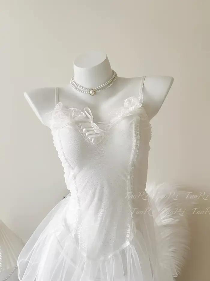 Robe de mariée blanche avec bretelles en dentelle pour couples