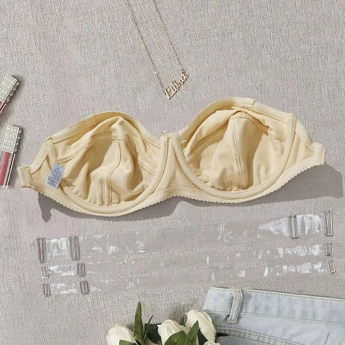 PLUSGALPRET-Soutien-gorge sans bretelles avec fil, simple, invisible, dos nu, grande taille 38C 38D 40C 40D 42C 42D 44C 44D-044