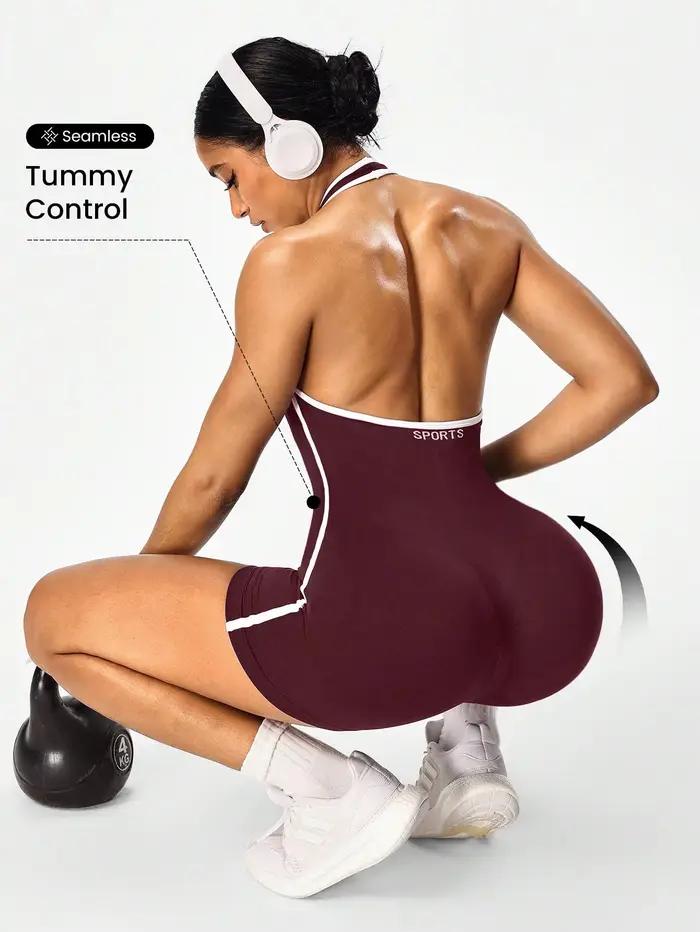 Combinaison de yoga à bandoulière avec design bloquant les couleurs