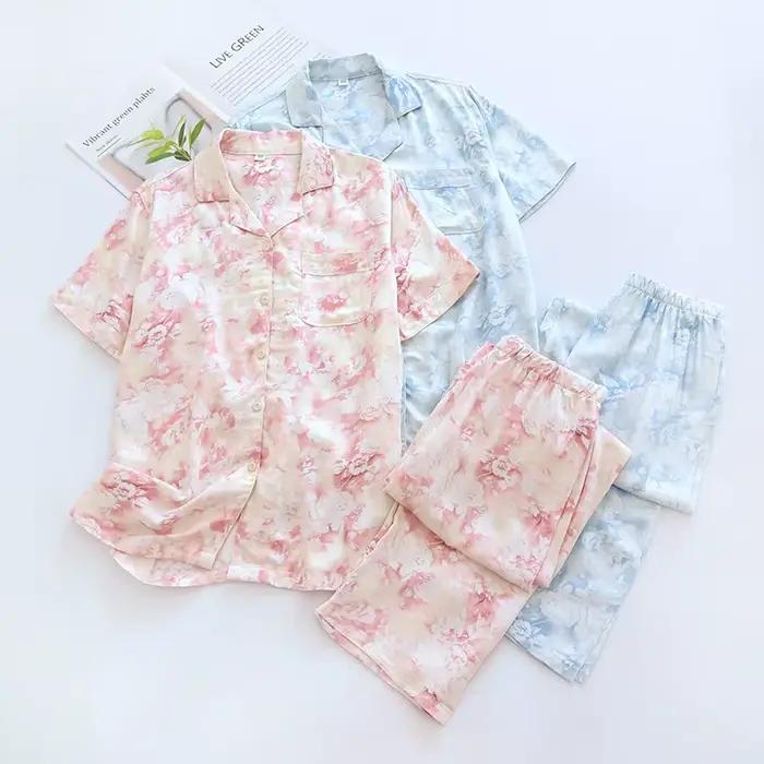 Ensemble pyjama d'été en coton et Viscose pour femmes