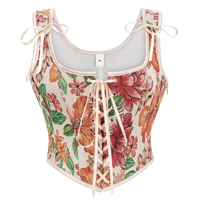 Corset de maintien de la taille à motif floral Renaissance pour femme