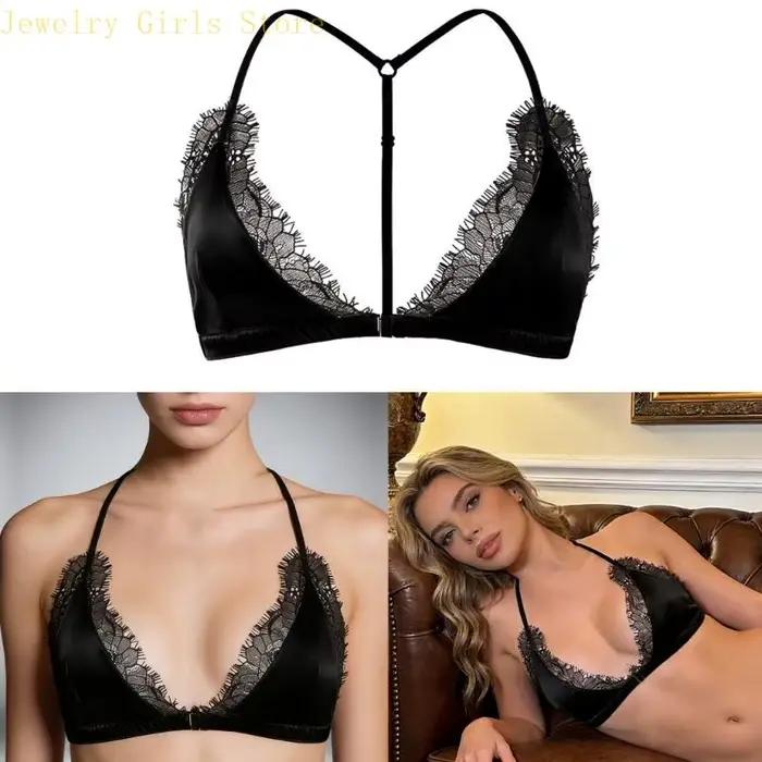 E56F – soutien-gorge licou en dentelle avec fermeture sur le devant