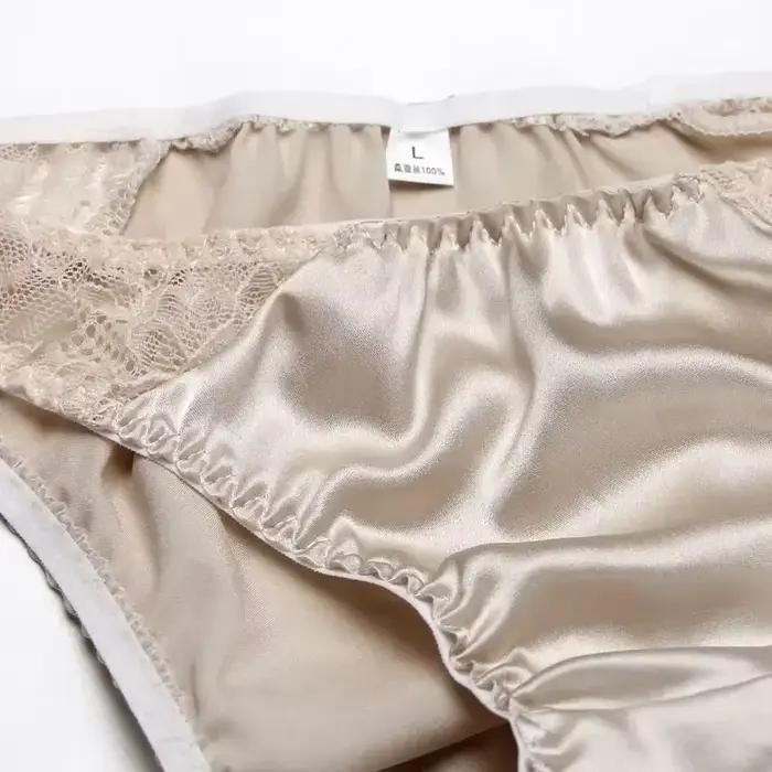 100% soie de mûrier sexy sous-vêtements en dentelle