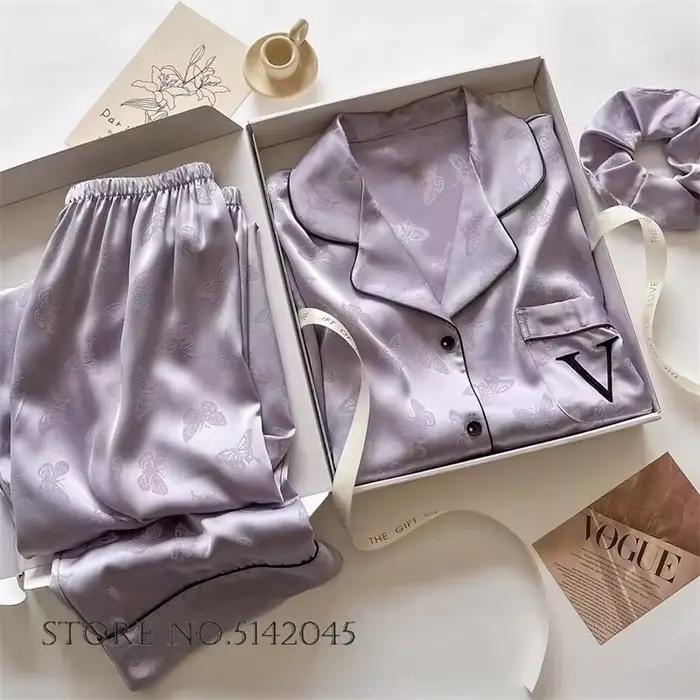 Ensemble de pyjamas papillon jacquard pour femmes