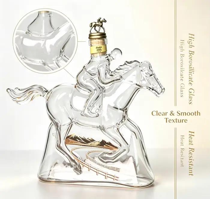 Carafe à vin fantaisie en forme de cheval, en verre artisanal, pour whisky, vodka, brandy, décoration de bar haut de gamme, cadeau pour les amateurs de vin