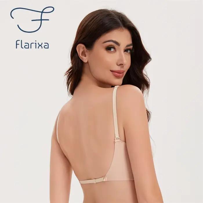 Soutien-gorge Flarixa sans couture bleu avec bretelles convertibles pour femmes occasions quotidiennes et spéciales
