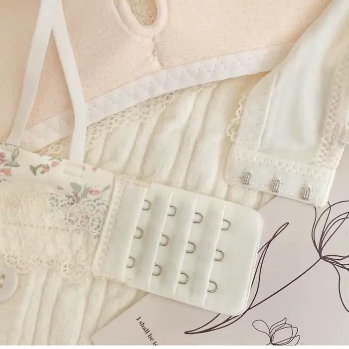 Soutien-gorge français Sexy en dentelle de gaze brodée, sans éponge, petits seins froncés, anneau en acier doux, Style pur désir