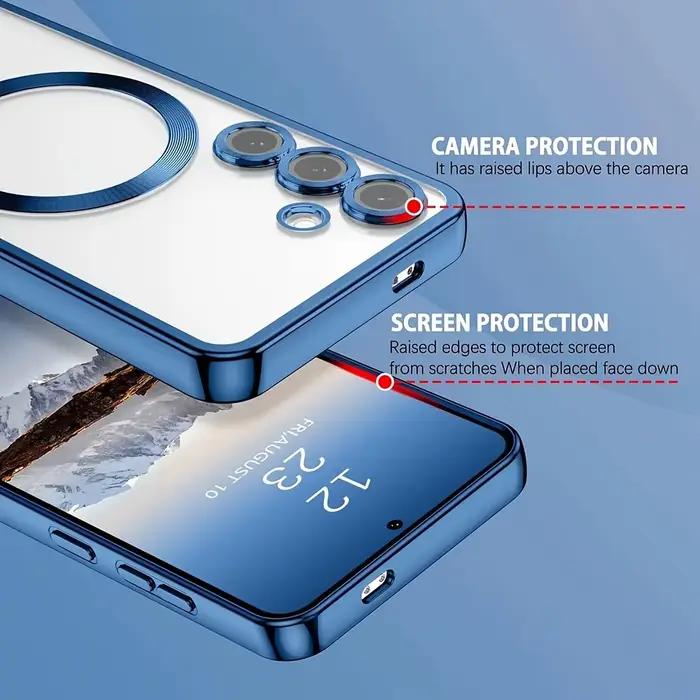 Coque de téléphone magnétique transparente plaquée pour Samsung Galaxy A56 A55 A54 A36 A35 A34 A26 A25 A24 A17 A16 A15 A14 A07 A06 A05