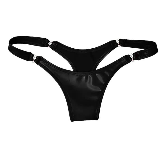 Slip Sexy en cuir PVC pour femmes