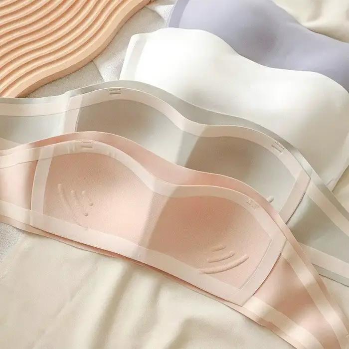Soutien-gorge sans bretelles pour femme, invisible, antidérapant, sans couture, une pièce, avec coussinets amovibles, lingerie sexy