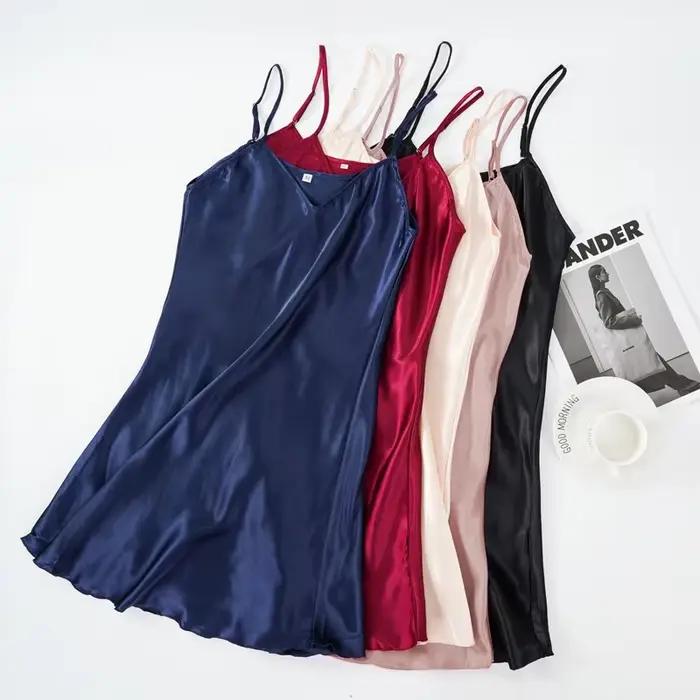 Chemise de nuit unie pour femme, simple et confortable, douce comme de la soie, agréable pour la peau, disponible en plusieurs couleurs pour une bonne nuit de sommeil