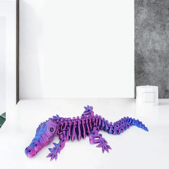 Figurine de crocodile en plastique imprimée en 3D, figurine mobile JoendocSophia, statue de crocodile, Sculpture de crocodile colorée, posable