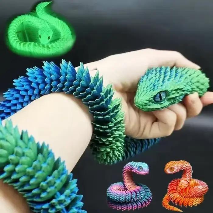 Jouet articulé mobile serpent imprimé en 3D, poupée de Simulation, modèle de serpent, décoration de bureau, jouet artisanal pour enfants, cadeau 30cm