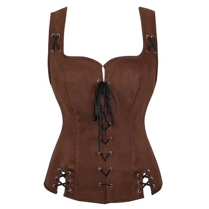 Corset Vintage en Daim pour Femme