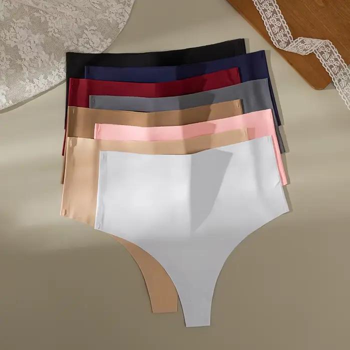 Taille haute femmes culottes tongs Sexy Lingerie Satin sous-vêtements sans couture mode confortable g-strings caleçons