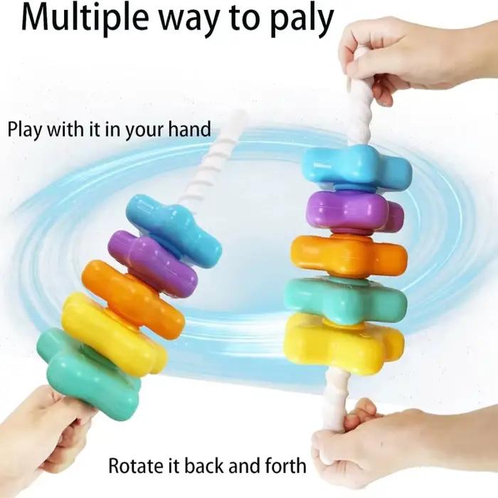Tour arc-en-ciel rotative Montessori, jouet de puzzle à empiler pour bébé, développe les capacités motrices, jeu éducatif pour enfants, tour d'empilage sensoriel