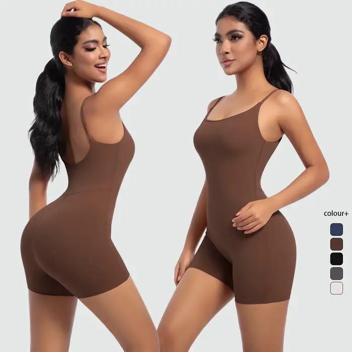 Combinaison dos nu sans couture pour femme, barboteuse à bretelles, combinaison de batterie, fitness, lifting de la hanche, sport, 1 pièce