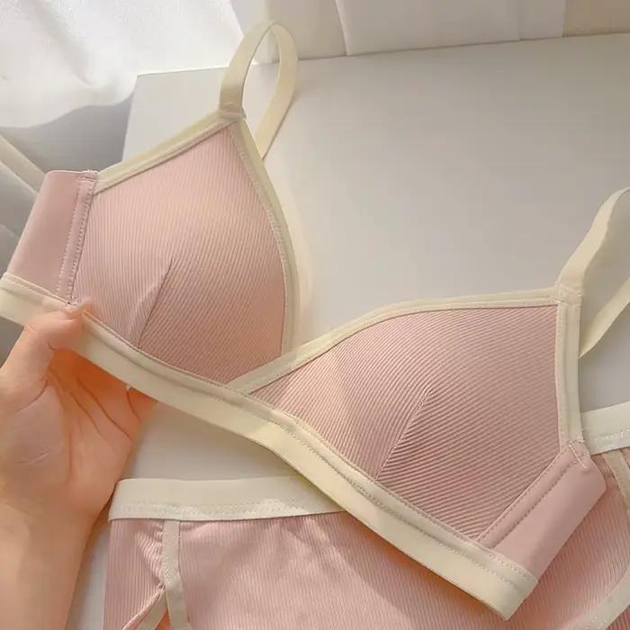 Soutiens-gorge en coton pour femmes soutien-gorge Push Up Lingerie Sexy confort hauts de soutien-gorge femme brassière sous-vêtements sans couture couleur rose intimes