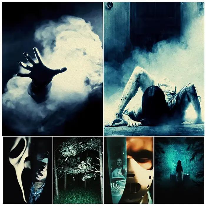 Toile d'Art Mural de Scènes de Film Effrayant et d'Horreur, Peinture de Démons dans la Nuit Noire, Affiche et Impression pour Décoration de Salon
