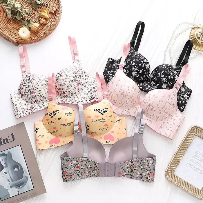 Soutien-gorge push-up à imprimé floral rétro pour petite poitrine