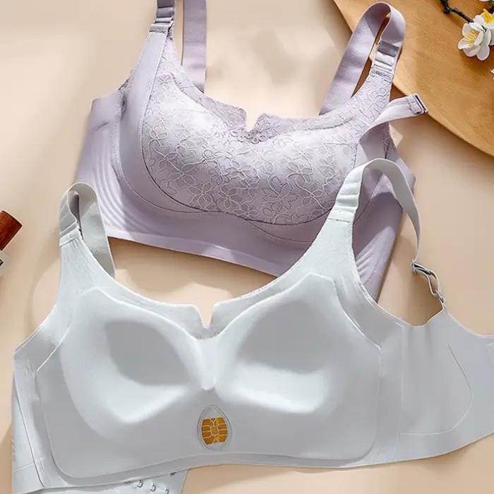 Soutien-gorge à la mode pour femmes, motif floral, bretelles réglables, couleur unie, lingerie élégante, confortable et respirante