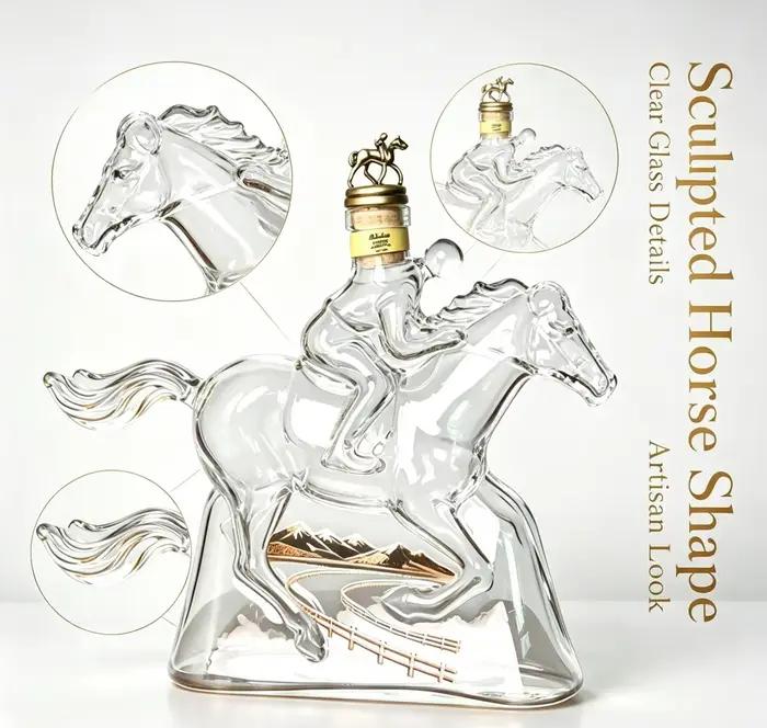 Carafe à vin fantaisie en forme de cheval, en verre artisanal, pour whisky, vodka, brandy, décoration de bar haut de gamme, cadeau pour les amateurs de vin